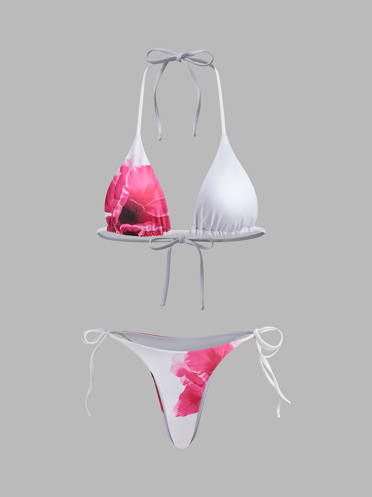 Cazip Çiçekli Bikini Seti, Şeffaf Etek ile Birlikte