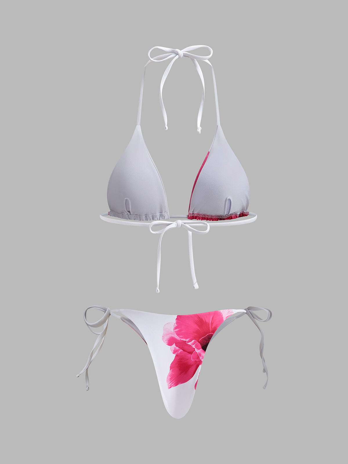 Cazip Çiçekli Bikini Seti, Şeffaf Etek ile Birlikte