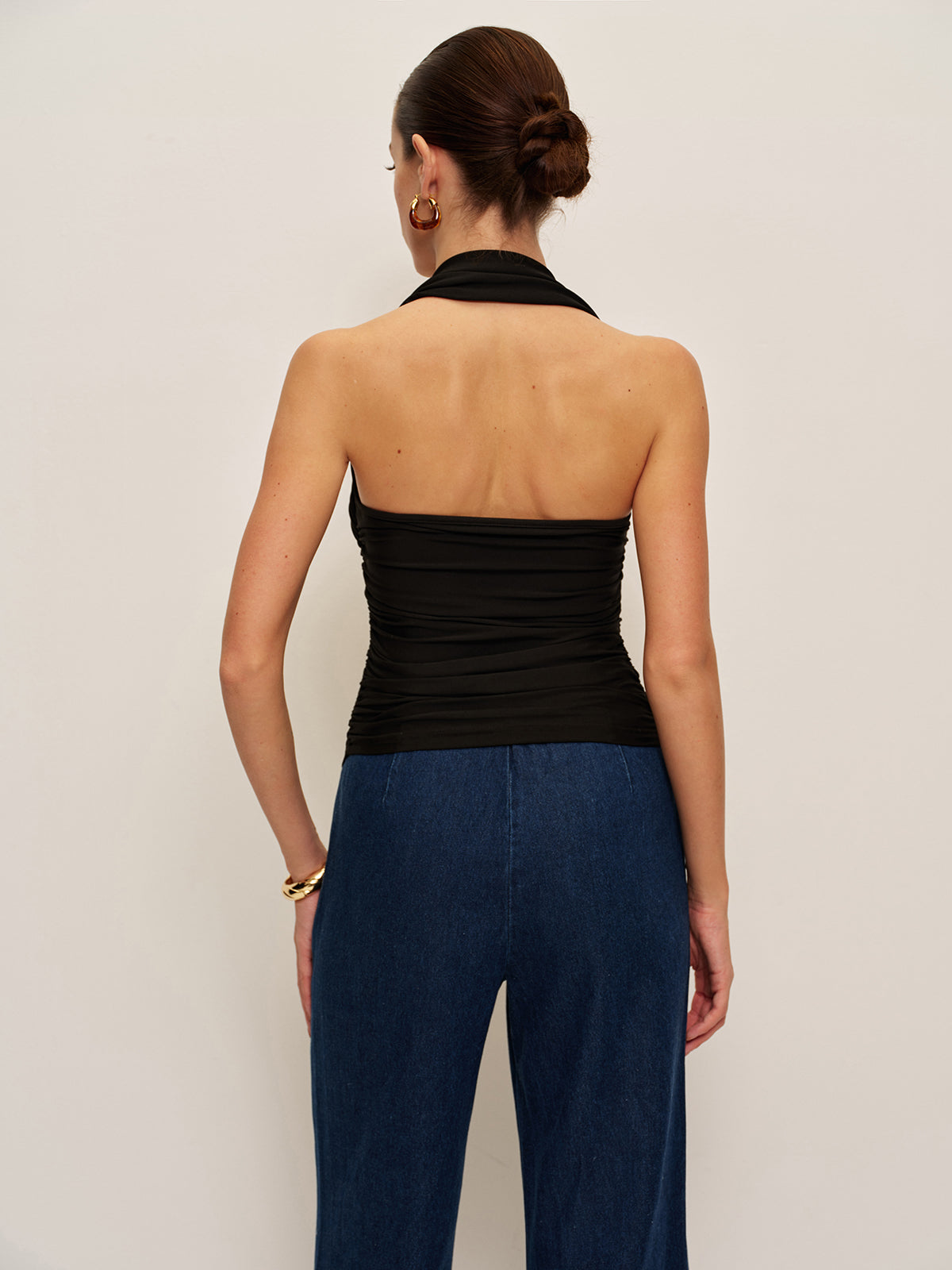 Attractive Heart Embellished Ruffle Halter Blouse