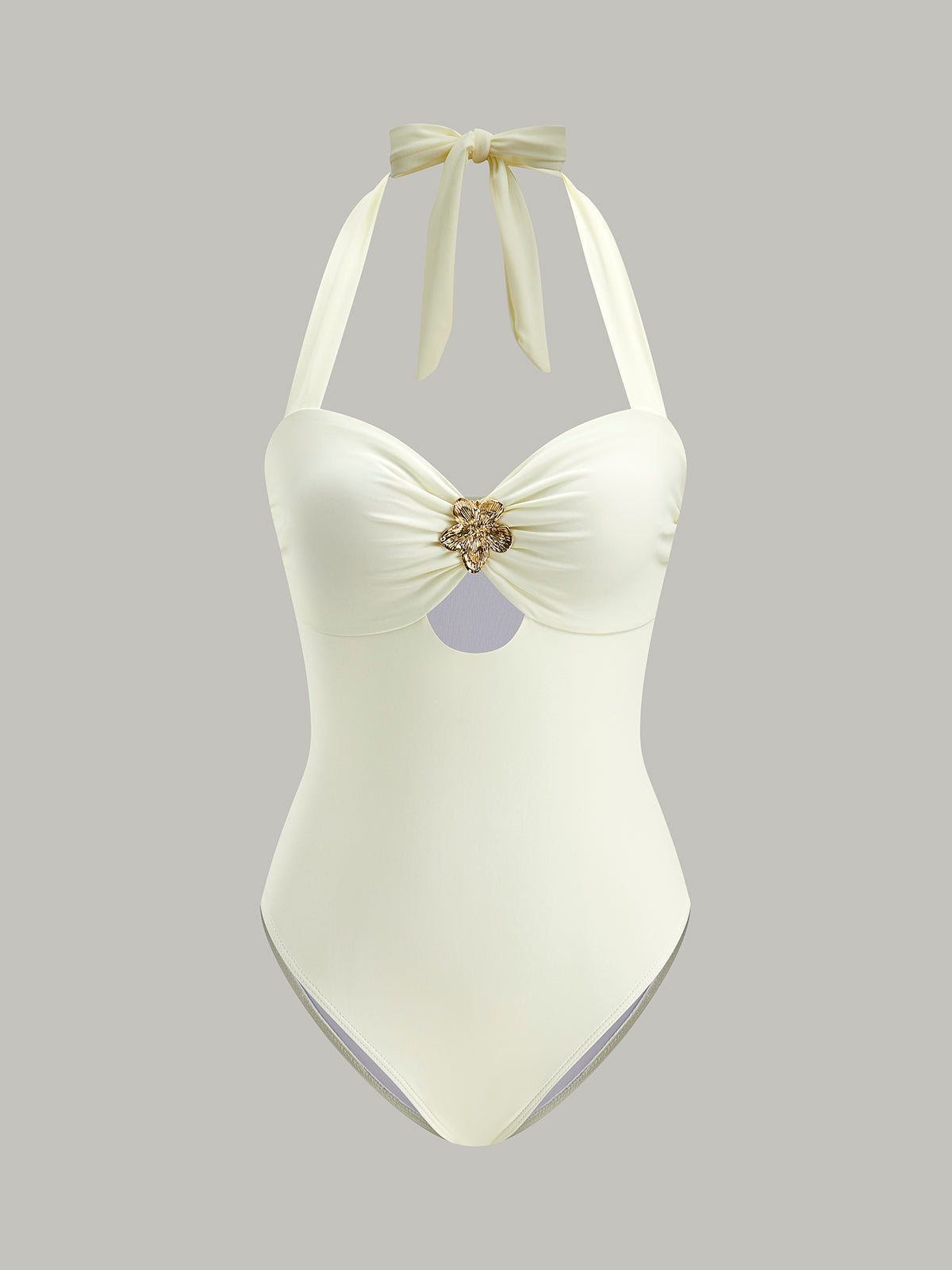 Chic Bow Tie Halter One Piece Swimsuit for Relaxed Poolside Style