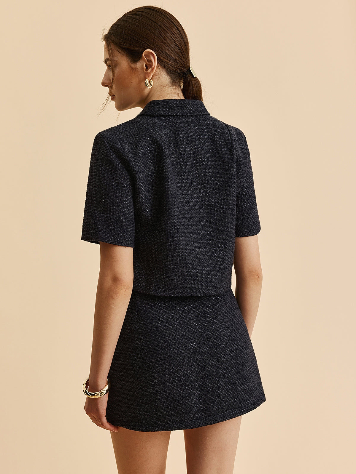 Şık Kısa Kollu Ceket, Pratik Ceplerle Shine Aura