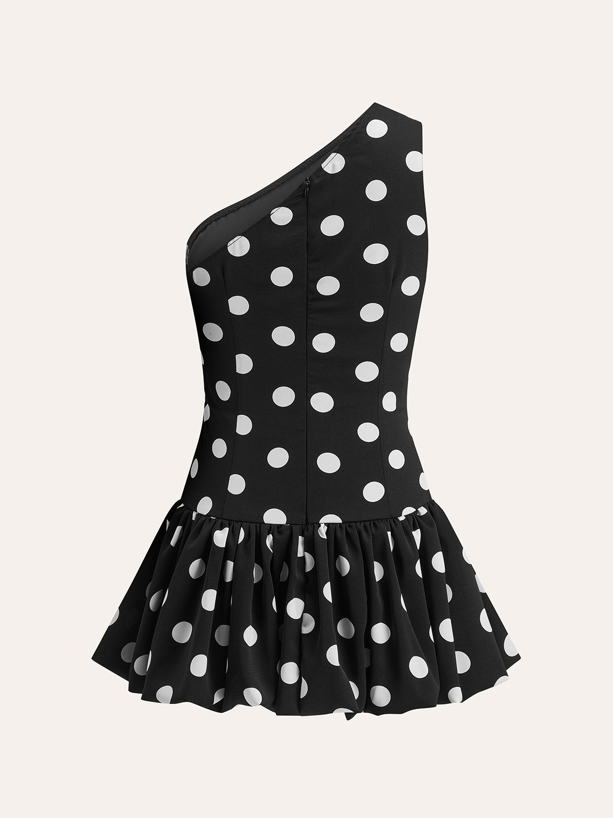 Şık Tek Omuzlu Puantiye Peplum Elbise ile Kolayca Şıklık Sağlayın