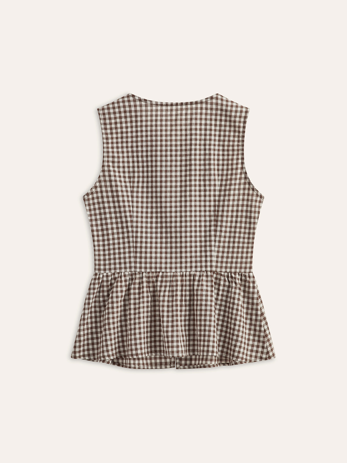Şık Gingham Düğmeli Peplum Bluz