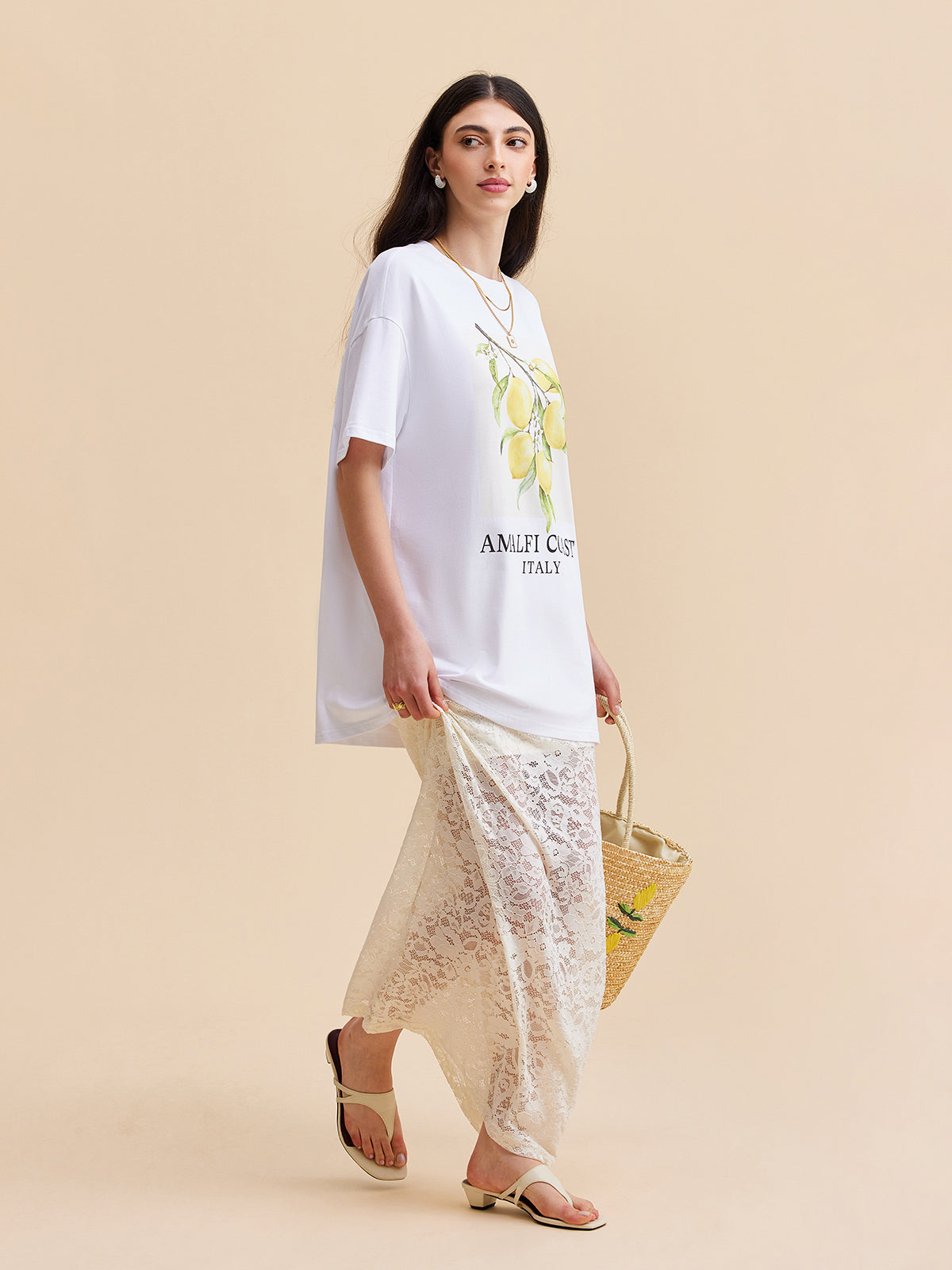 Şık Yarı Şeffaf Dantel Etek Shine Aura