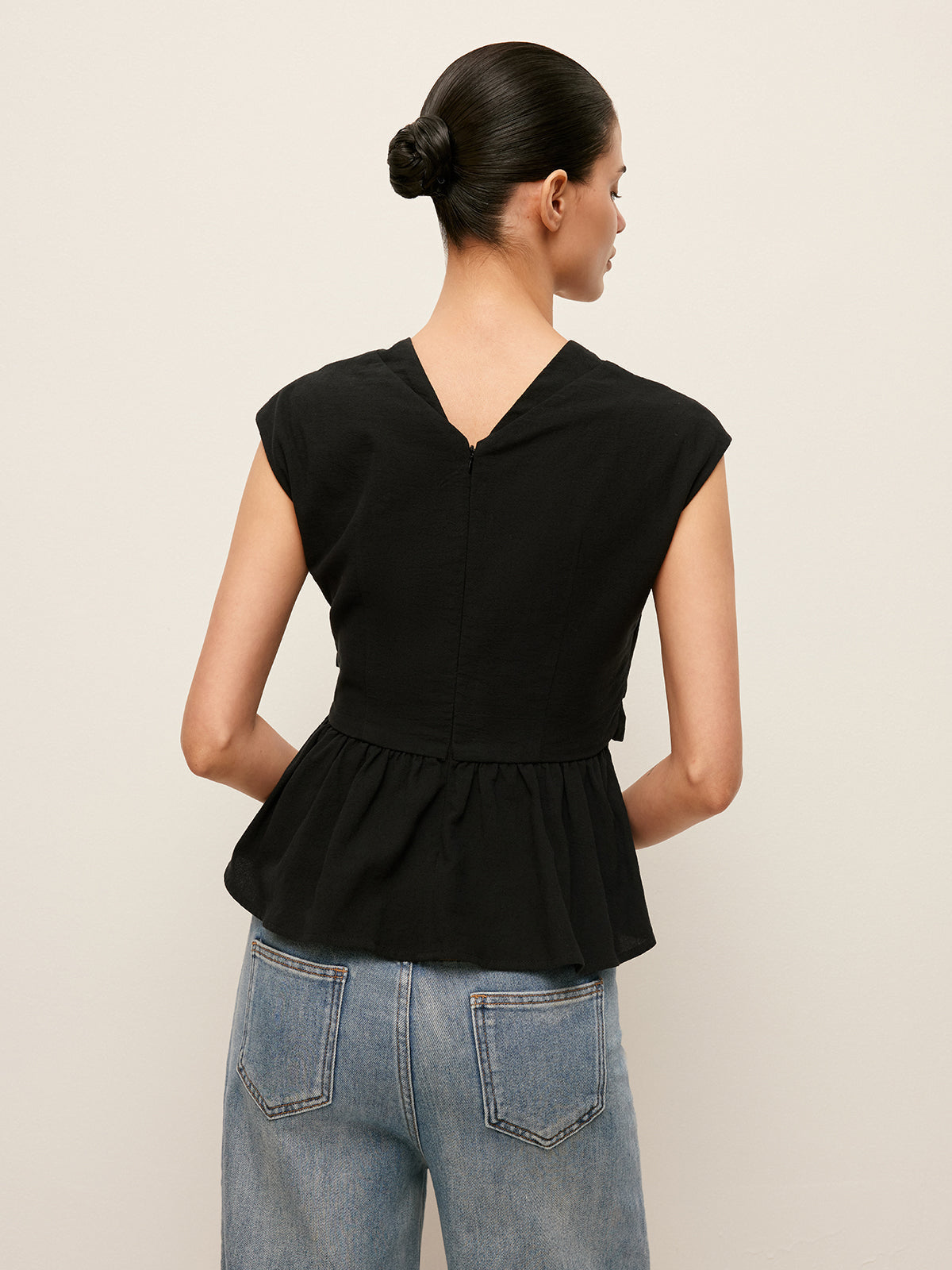 Şık Bağcıklı Peplum Bluz