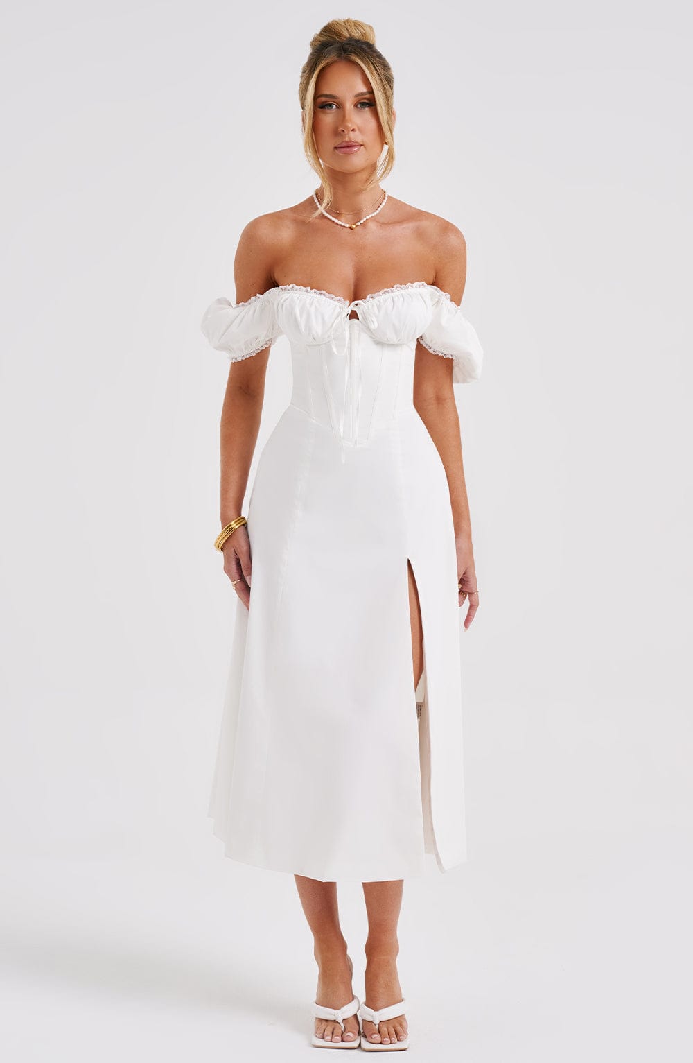 Courtney Midi Elbise - Fildişi