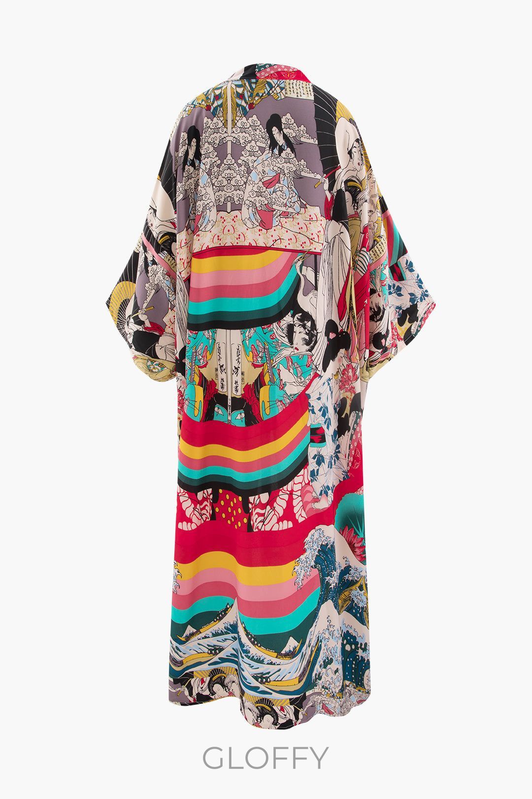 Allover Baskı Kimono Kolu Örtülü