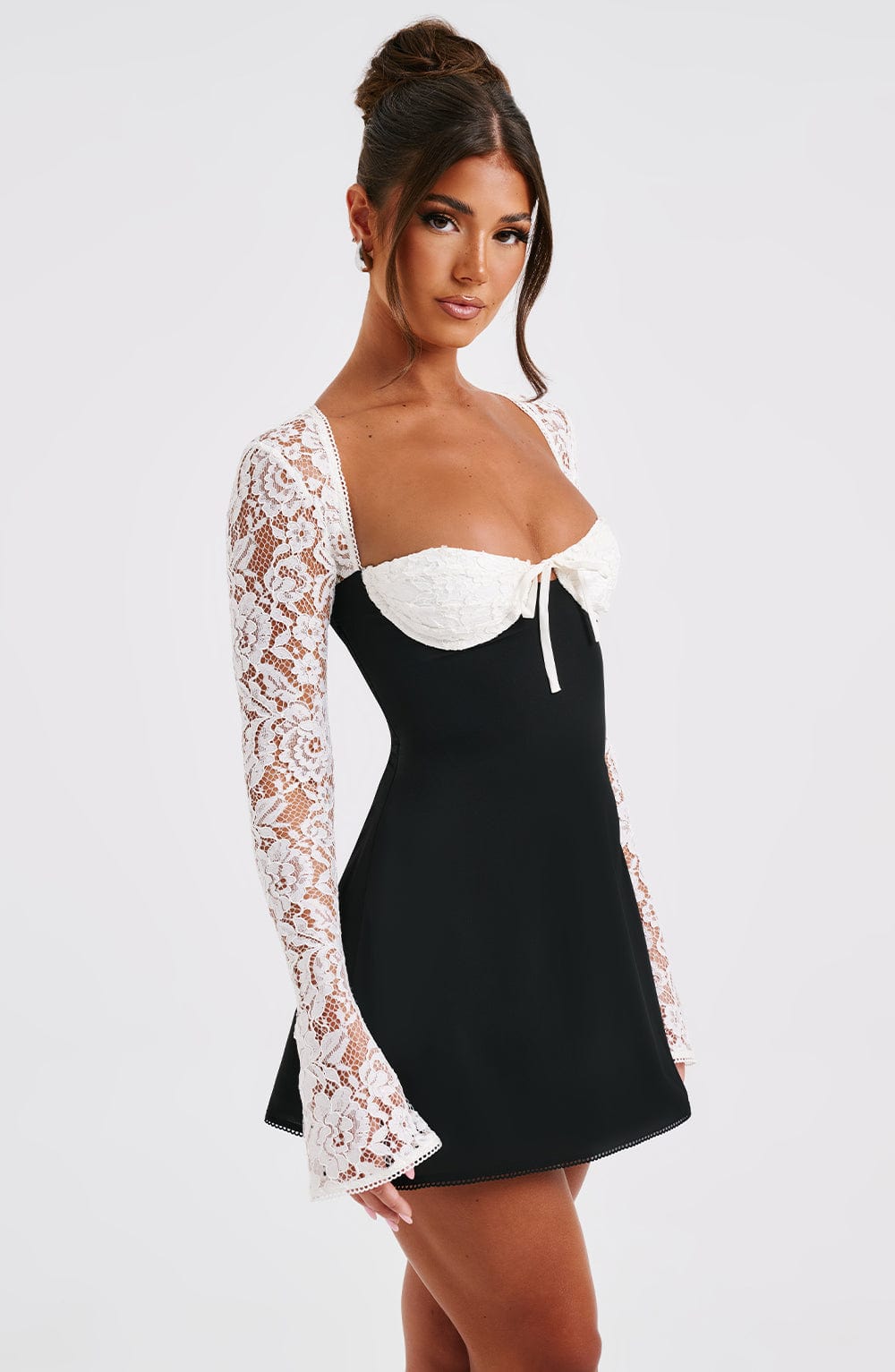 Jacinta Mini Elbise - Siyah/Beyaz Shine Aura