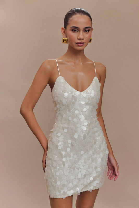 ROF Romilly Payet Mini Elbise - Fildişi