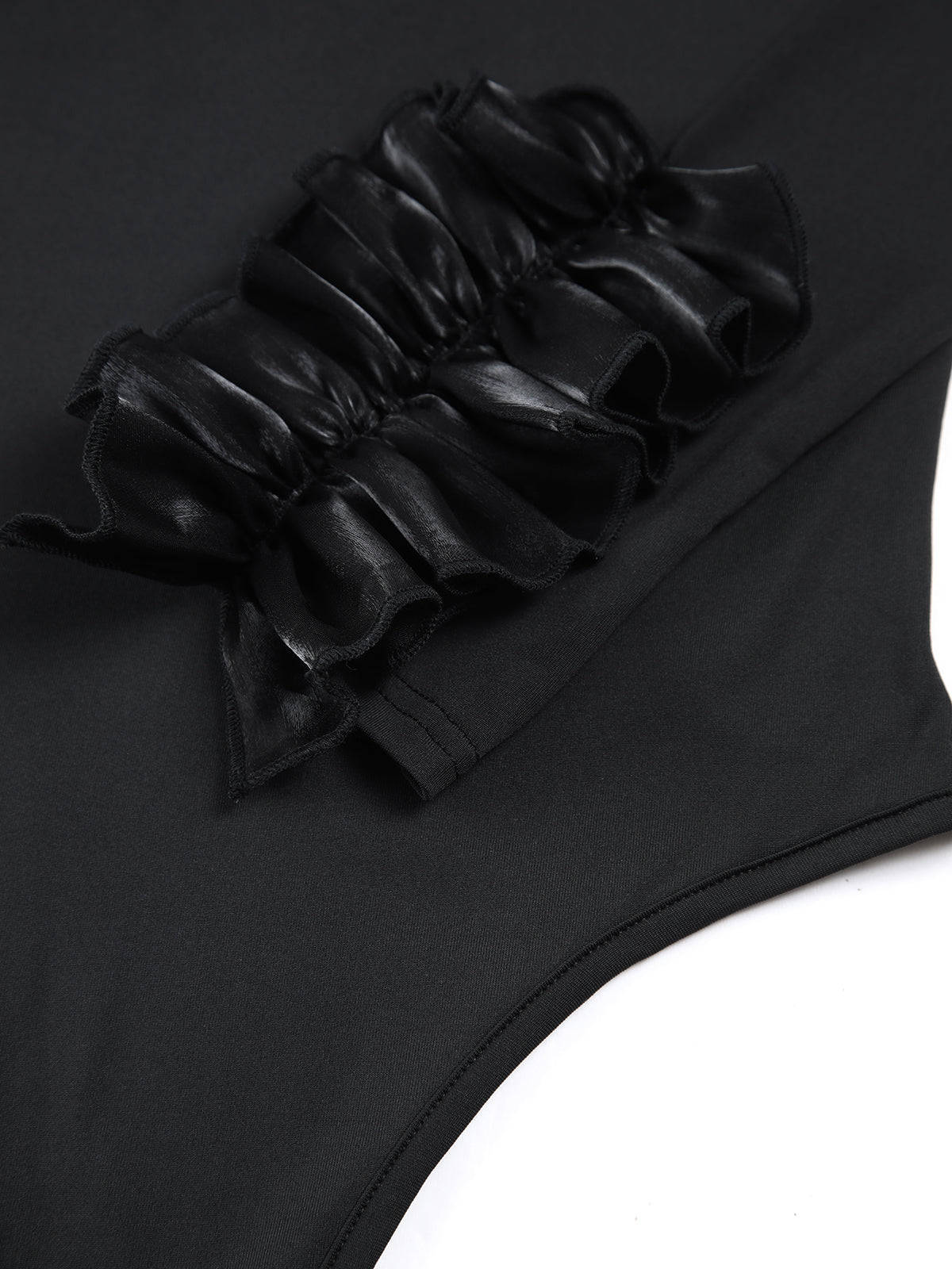 Tek Omuzlu Uzun Kollu Fırfırlı Bodysuit Shine Aura