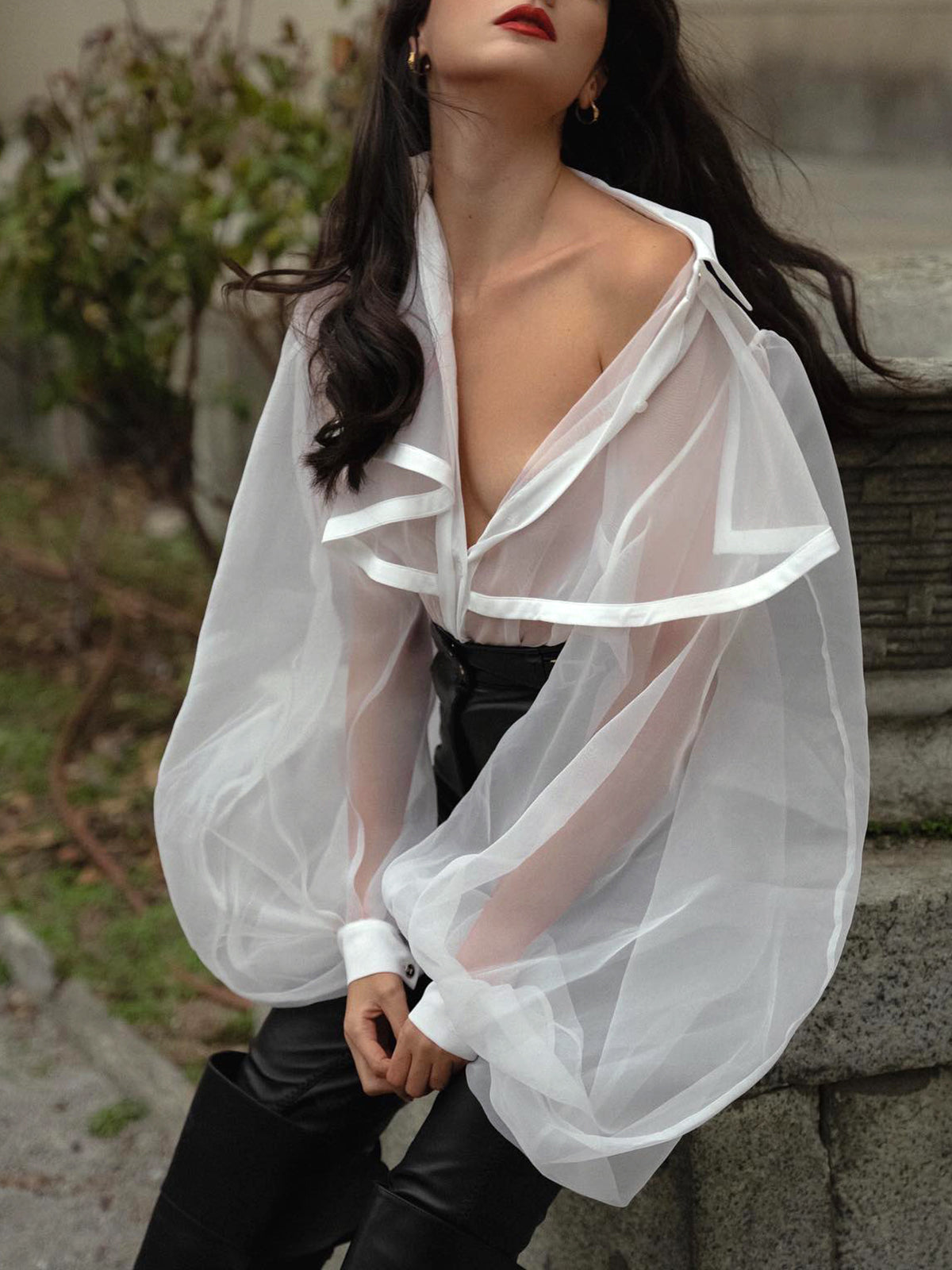 Transparan Organze Fırfırlı Ön Bodysuit Shine Aura