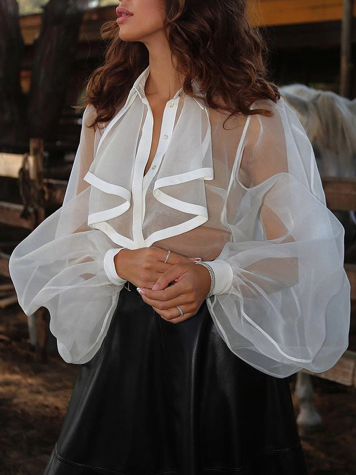 Transparan Organze Fırfırlı Ön Bodysuit Shine Aura