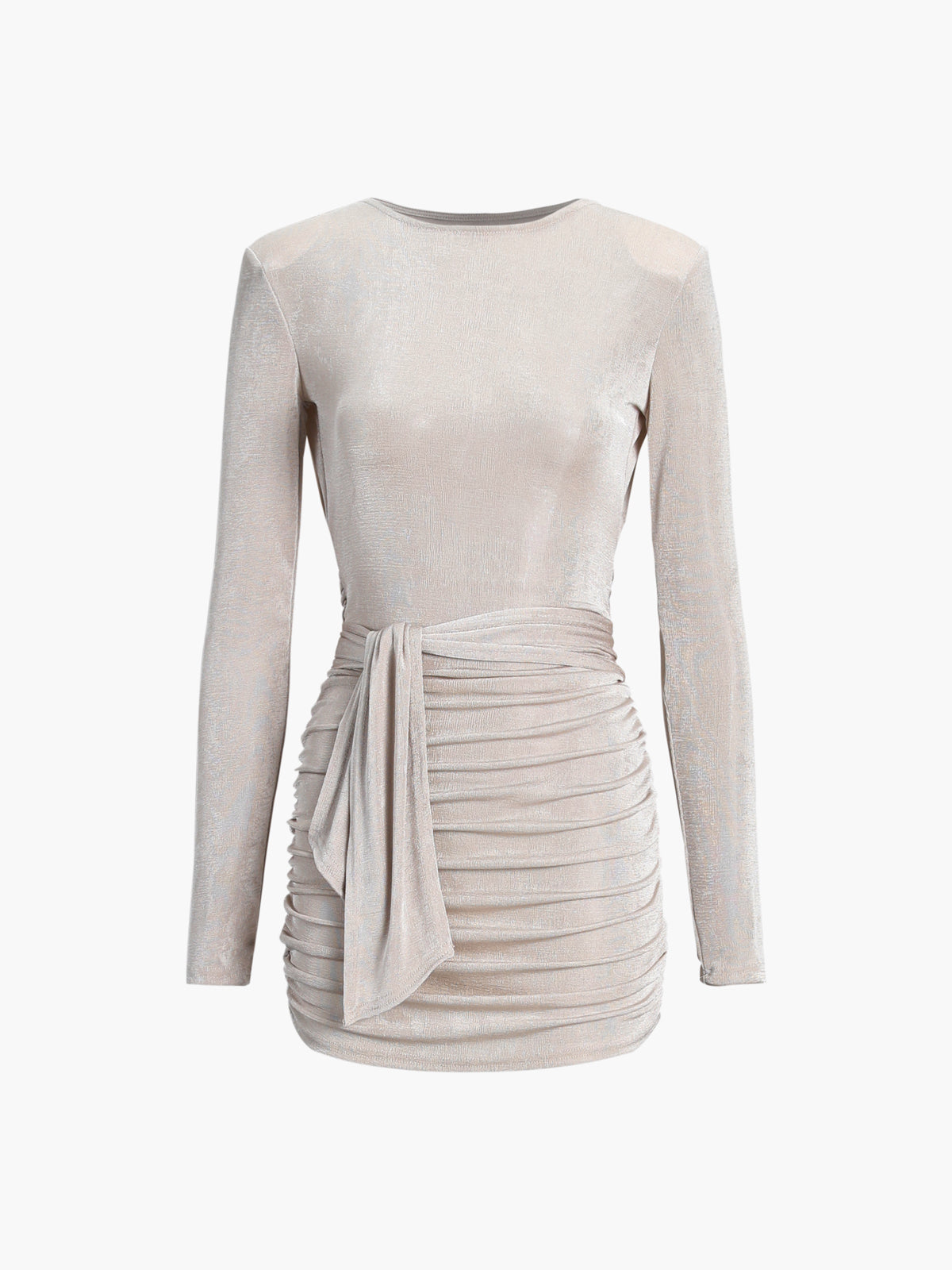 Crew Neck Tie Backless Elastic Waist Short Dress Shine Aura