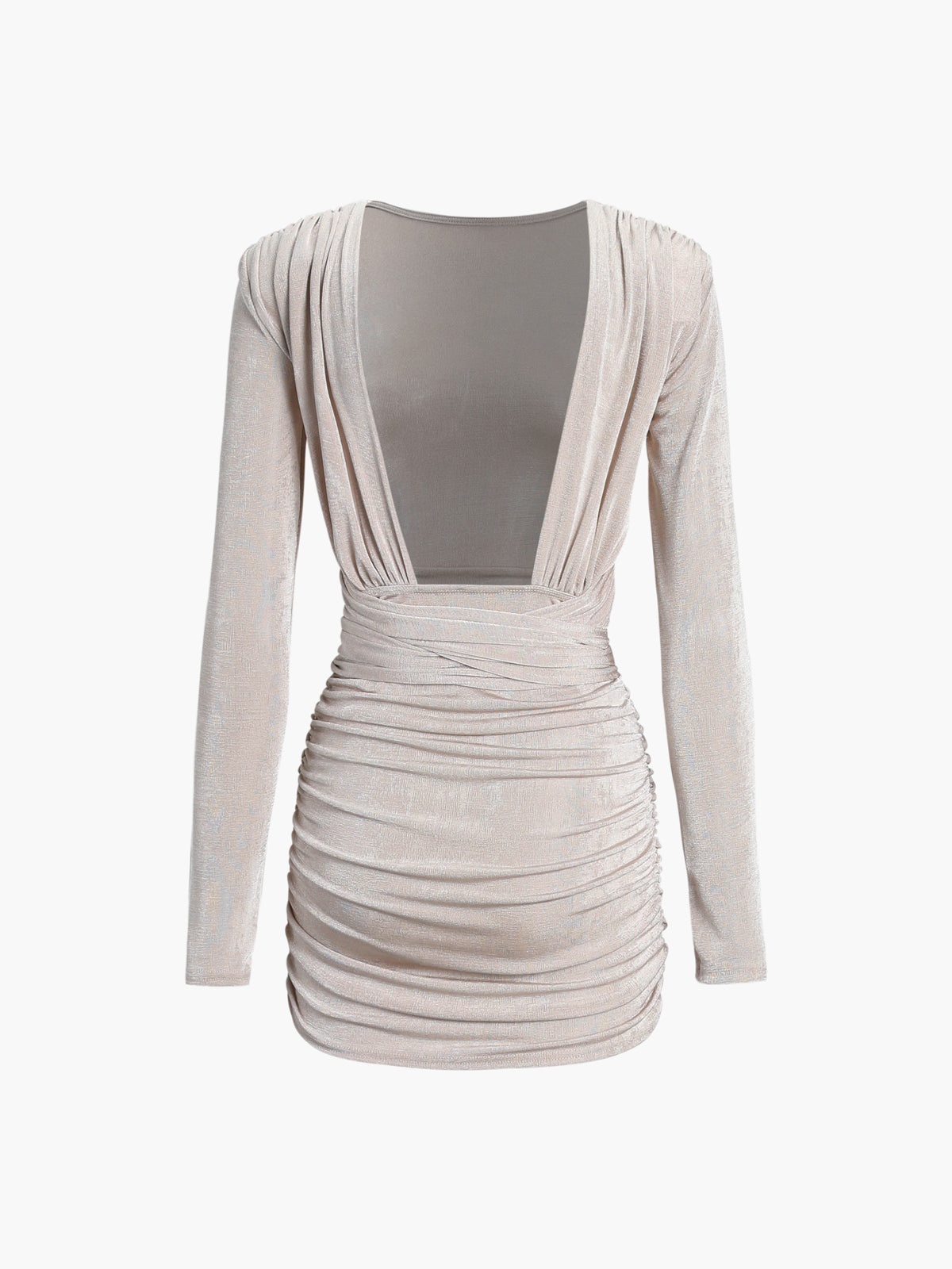 Crew Neck Tie Backless Elastic Waist Short Dress Shine Aura