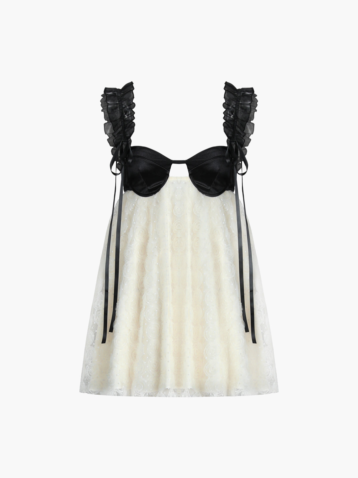 Çiçekli Sırtı Açık Bağlamalı Fiyonklu Kısa Elbise Shine Aura