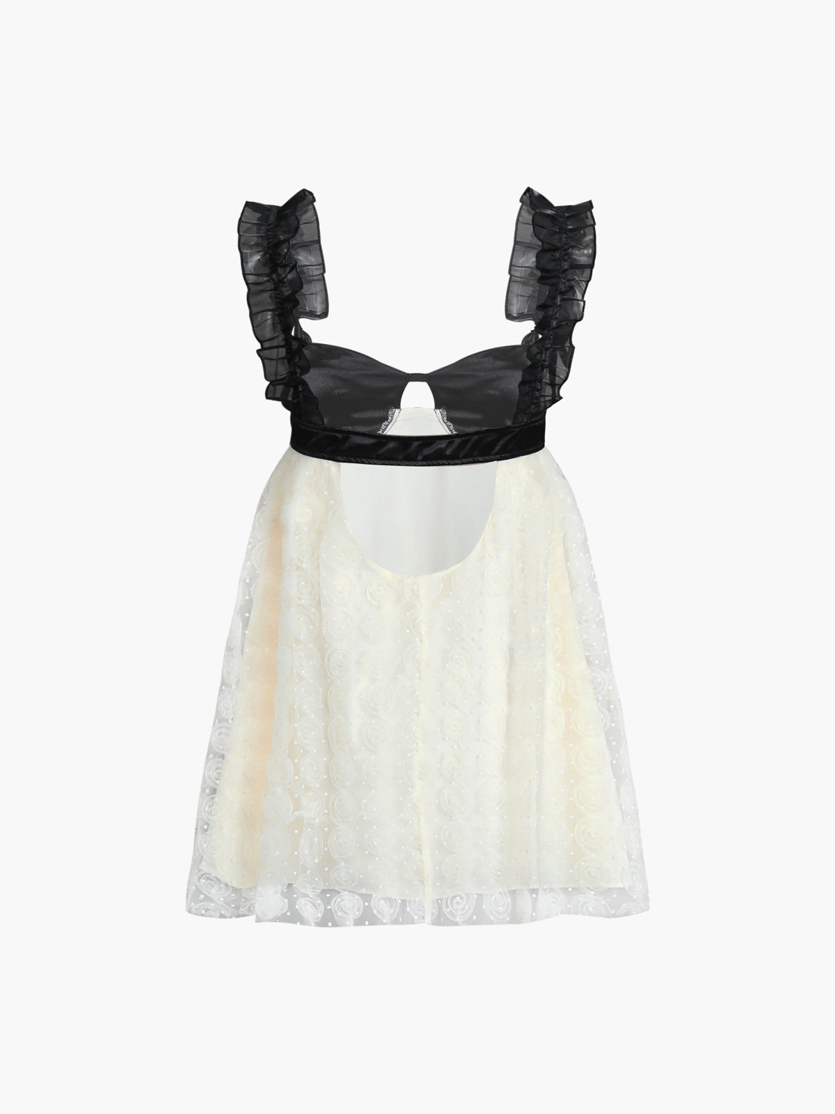 Çiçekli Sırtı Açık Bağlamalı Fiyonklu Kısa Elbise Shine Aura