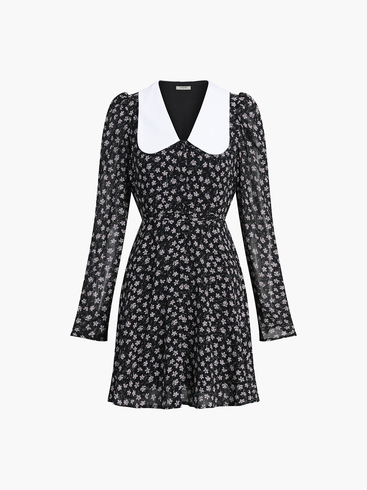 Çiçekli Peter Pan Yaka Kısa Elbise Shine Aura