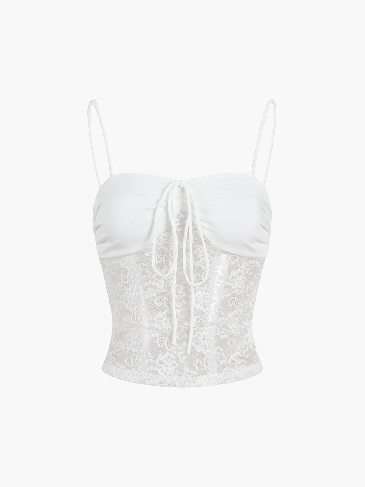 Transparan Dantel Patchwork Kravatlı Cami Shine Aura