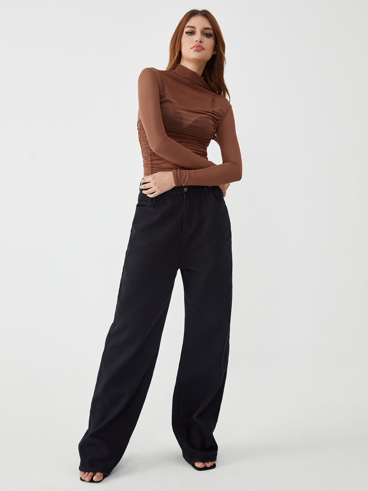 Transparan Uzun Kollu Bodysuit Shine Aura