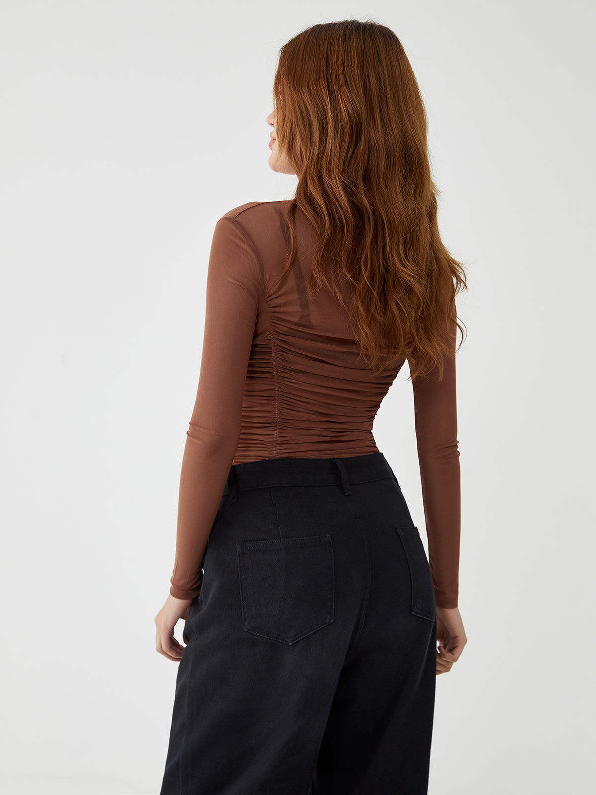 Transparan Uzun Kollu Bodysuit Shine Aura