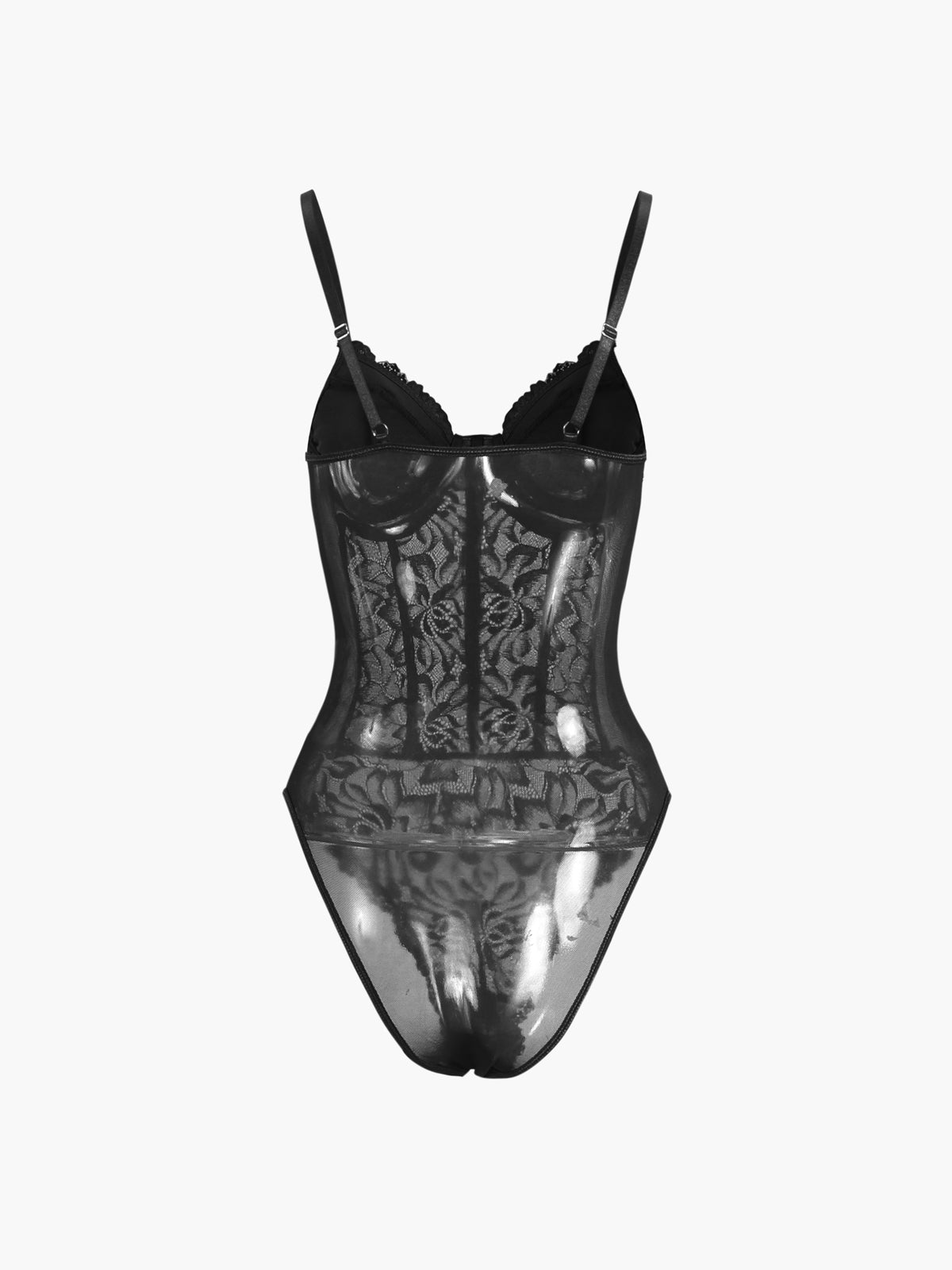 Çiçek Taraklı Kenarlı Dantel Kesilmiş Bodysuit Shine Aura