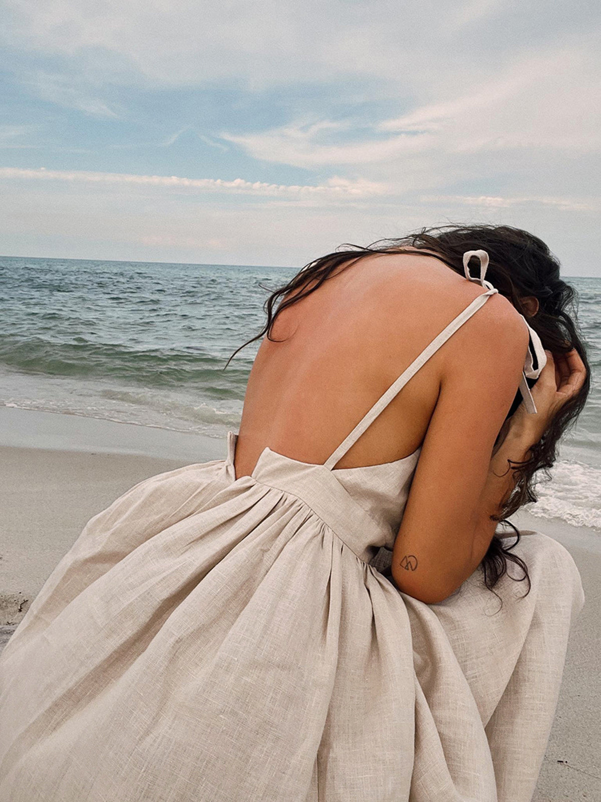 Cotton & Linen Backless Long Dress Shine Aura