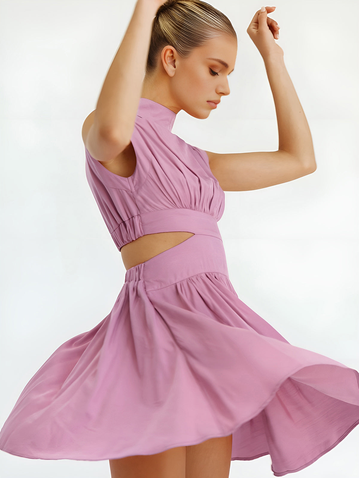 Kesim Kolsuz Kısa Elbise Shine Aura