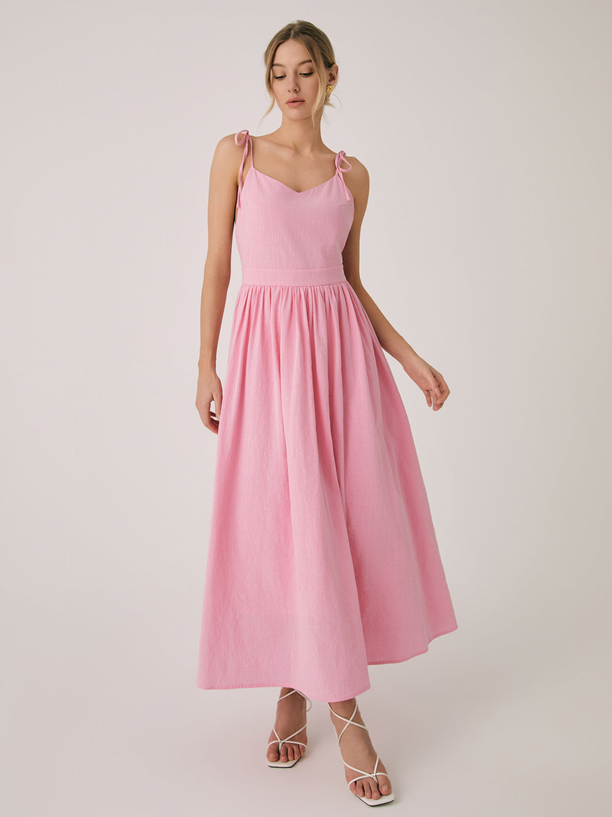 Cotton & Linen Backless Long Dress Shine Aura