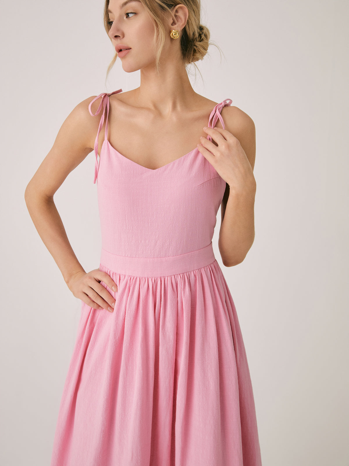 Cotton & Linen Backless Long Dress Shine Aura