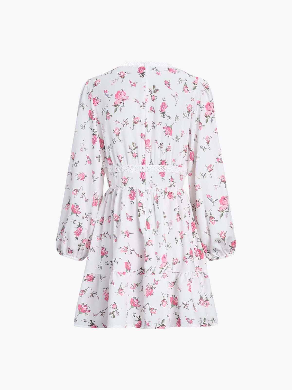 Çok Çiçekli Dantel Süslemeli Kısa Elbise Shine Aura