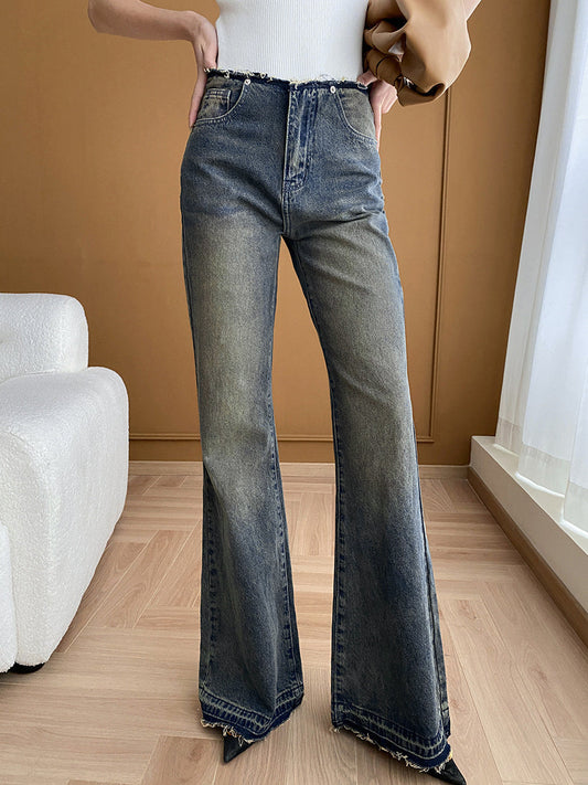 Vintage Denim İspanyol Paça Kot Shine Aura