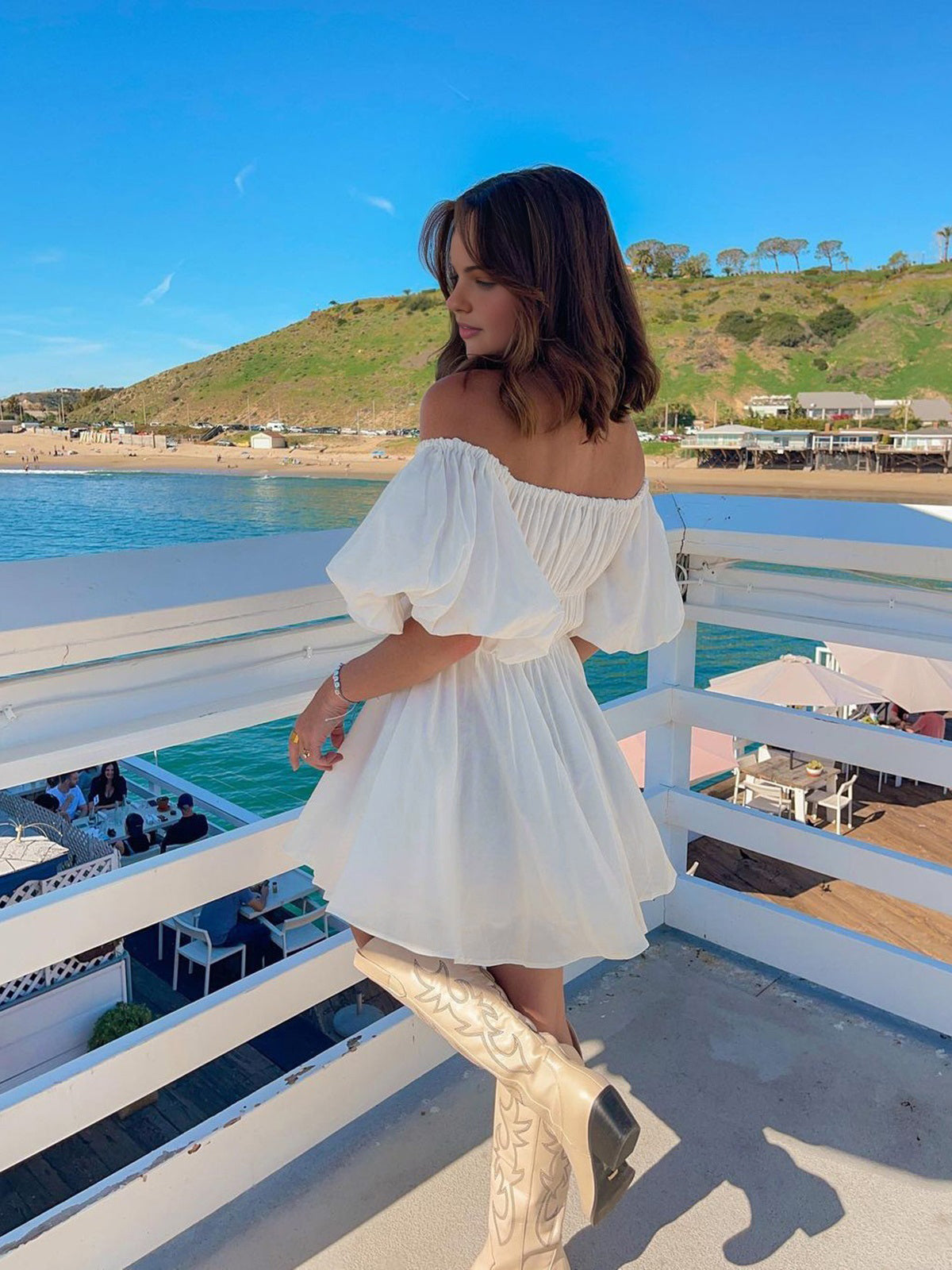 Paradise Puf Kol Kısa Elbise Shine Aura