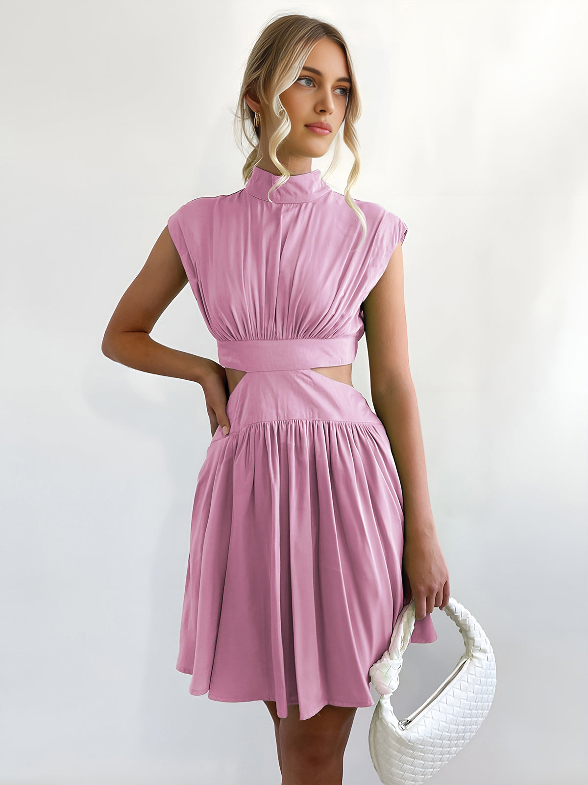 Kesim Kolsuz Kısa Elbise Shine Aura