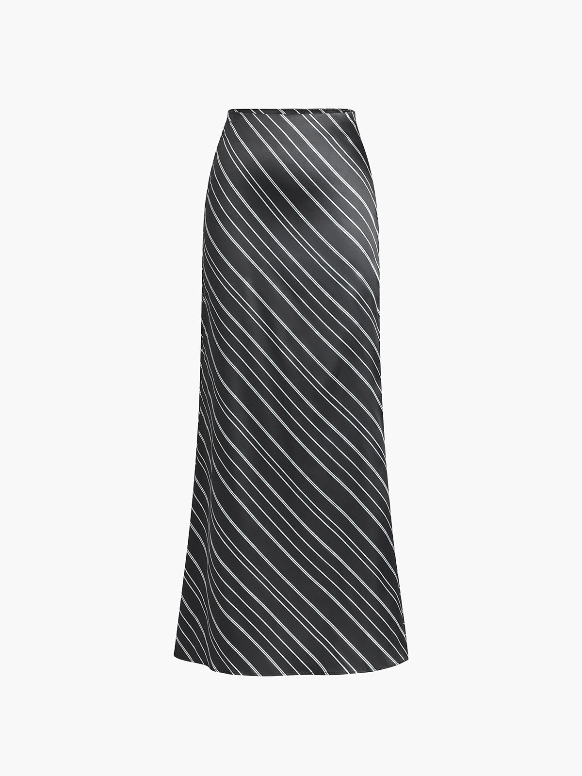 Line Texture Side Zipper Maxi Skirt Shine Aura