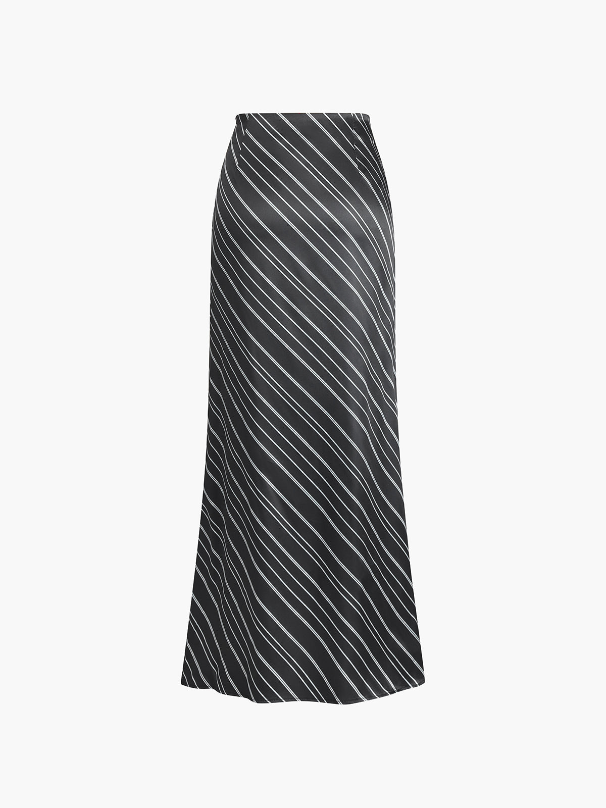 Line Texture Side Zipper Maxi Skirt Shine Aura