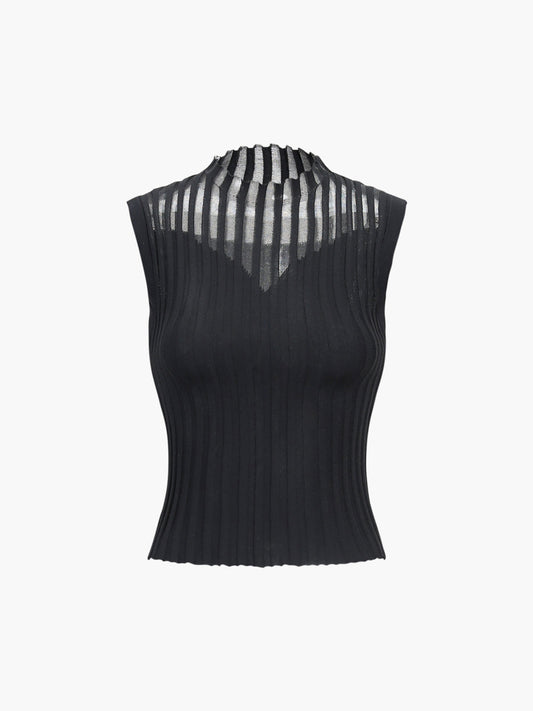 Solid Pleated Sweater Vest Shine Aura