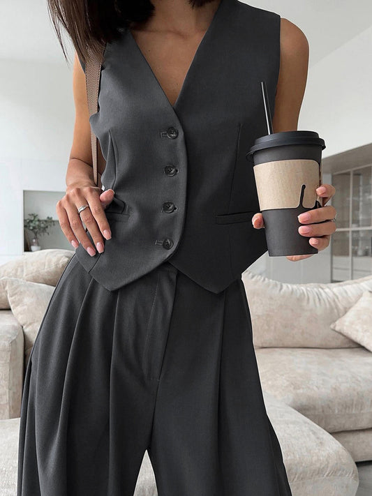 Minimalism Tailored Solid Waistcoat Shine Aura