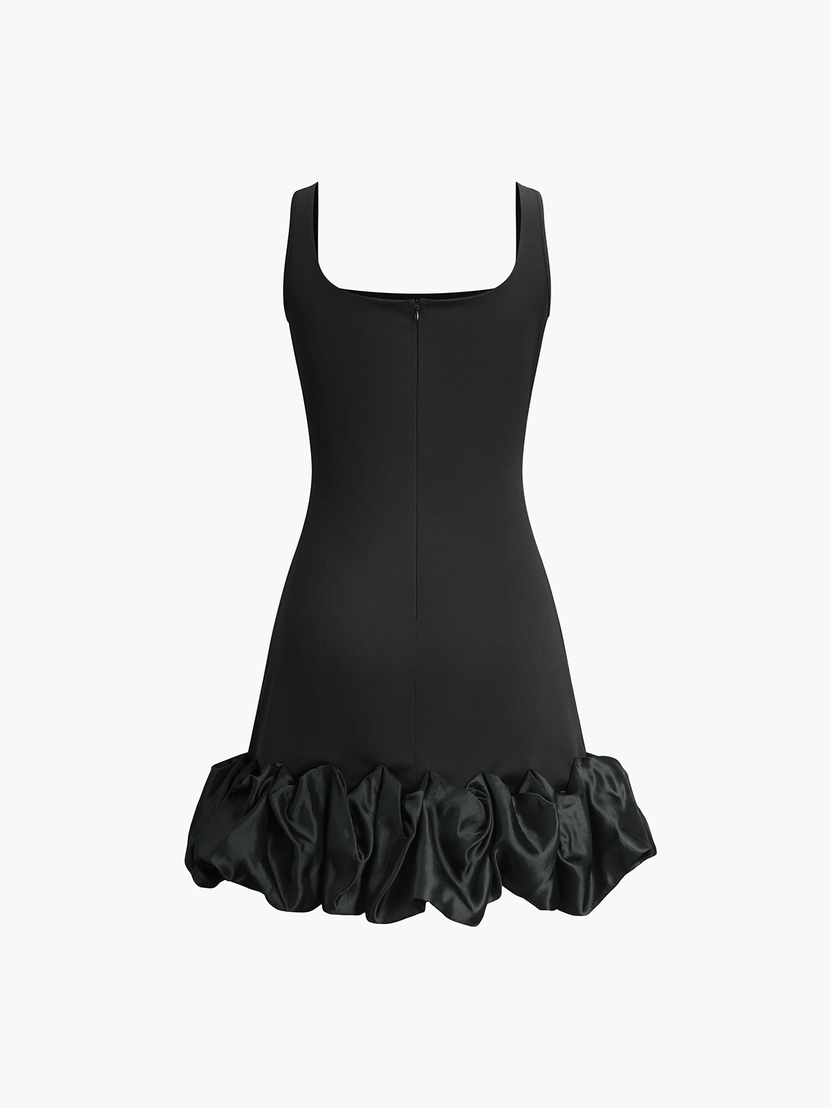 Etekleri Fırfırlı Kare Yaka Slip Kısa Elbise Shine Aura