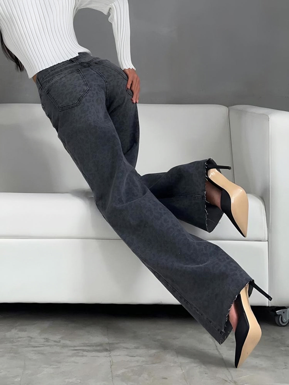 Leopar Desenli Denim Kot Shine Aura