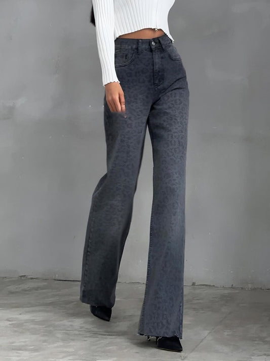 Leopar Desenli Denim Kot Shine Aura