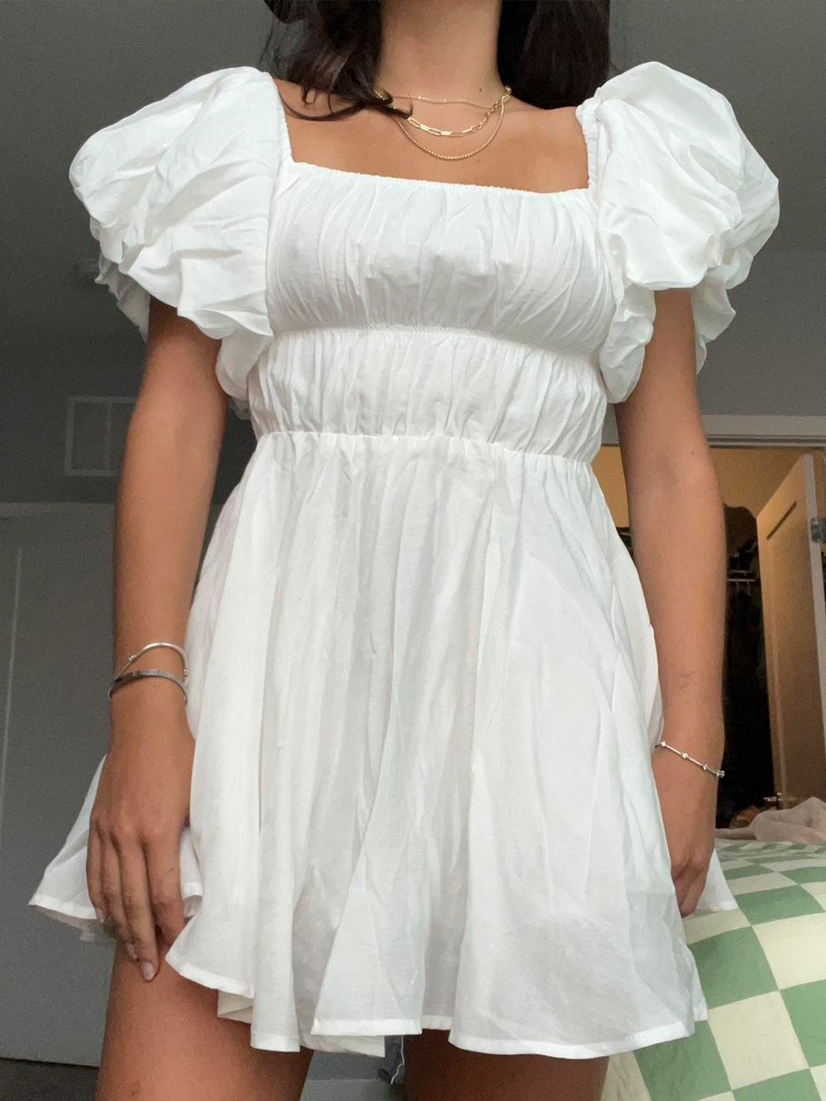 Crush Puf Kol Kısa Elbise Shine Aura