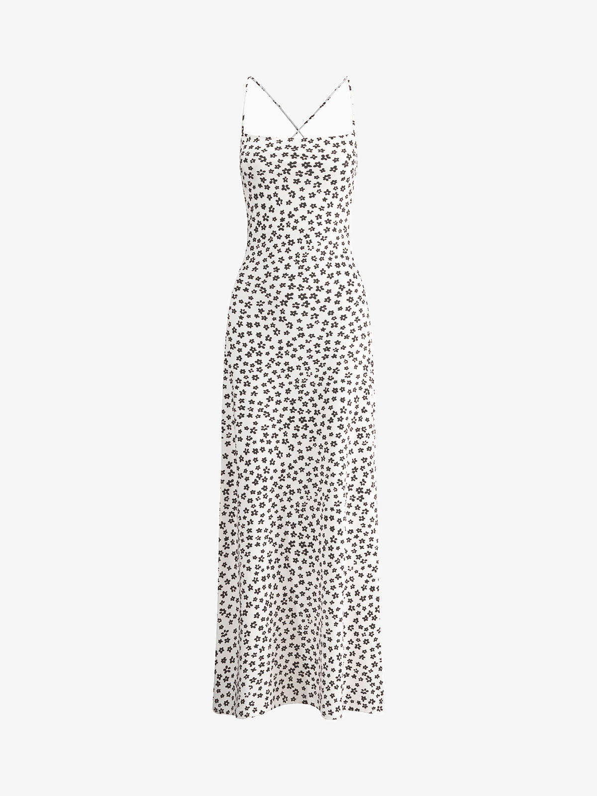 Askılı Çiçek Desenli Çapraz Dökümlü Uzun Sundress Shine Aura