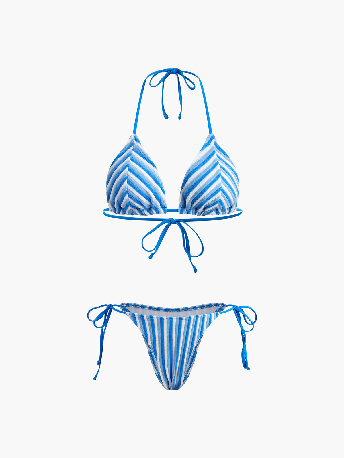 Halter Üçgen Çizgili Bikini Takımı Shine Aura