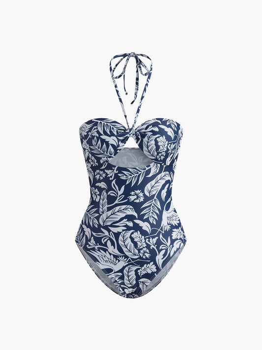 Çiçek Desenli Halter Kesimli Mayo Shine Aura