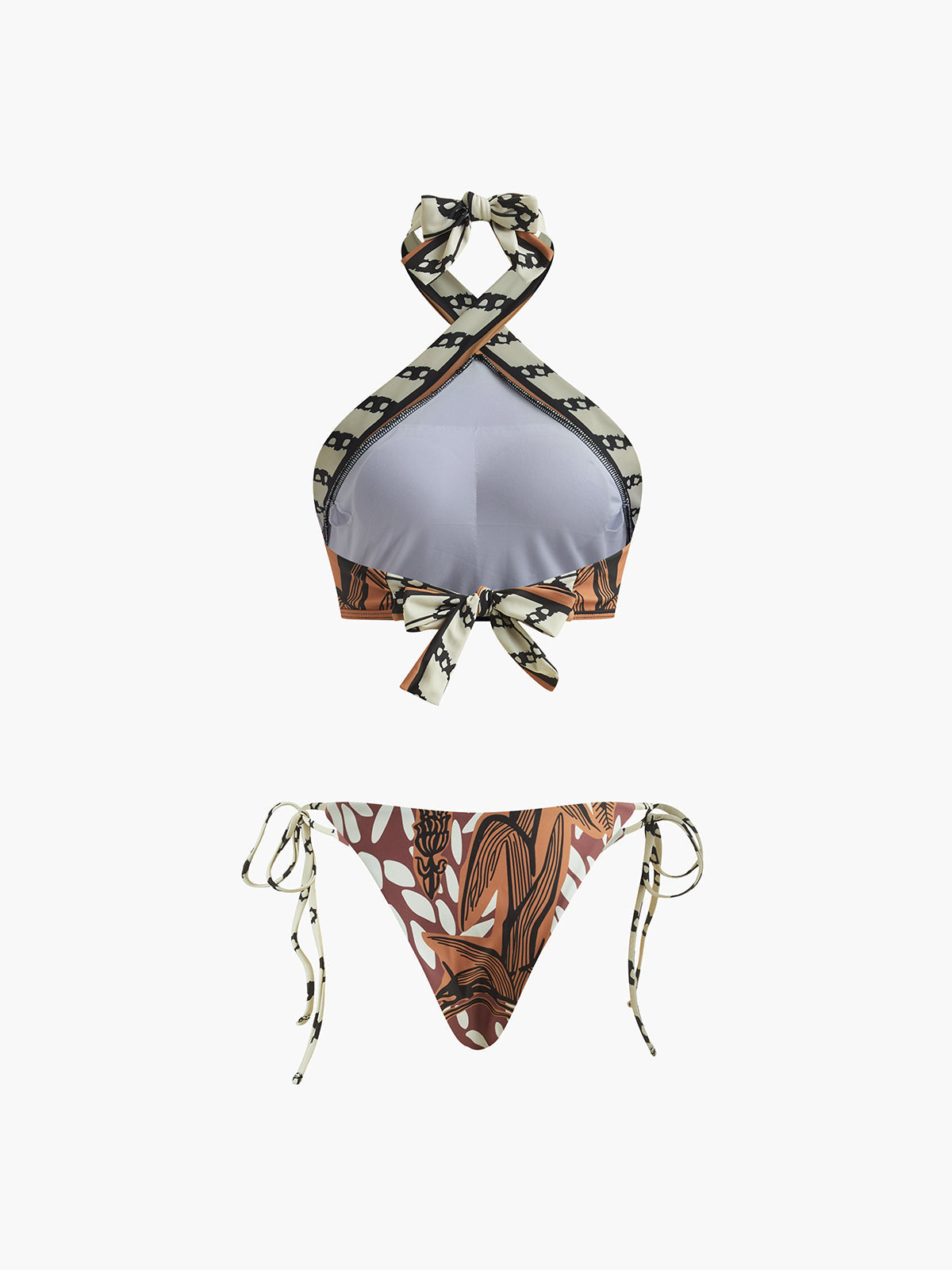 Retro Desenli Halter Bikini Takımı Shine Aura