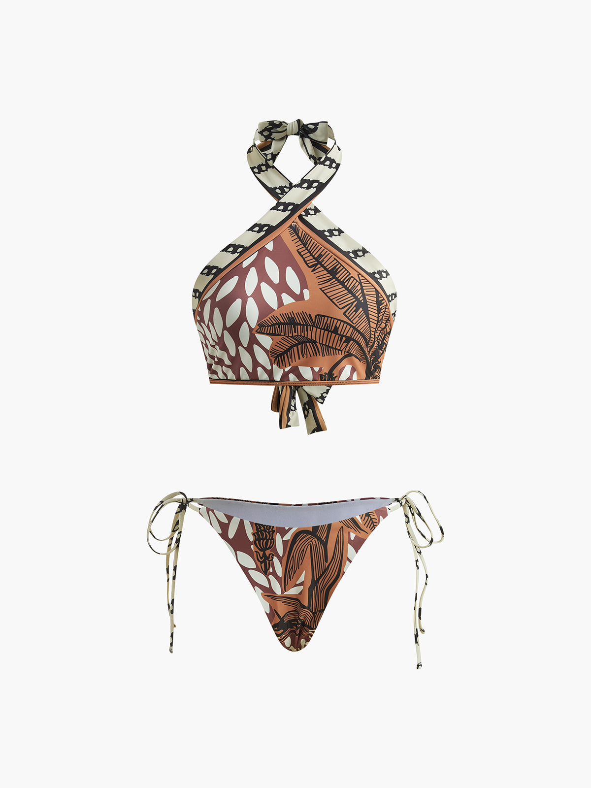 Retro Desenli Halter Bikini Takımı Shine Aura