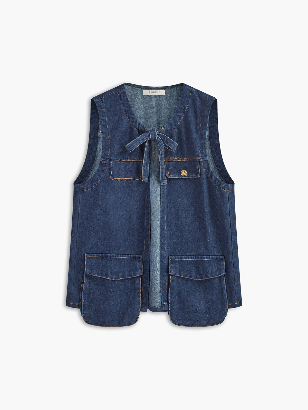 Denim Tie-Front Tank Top Shine Aura