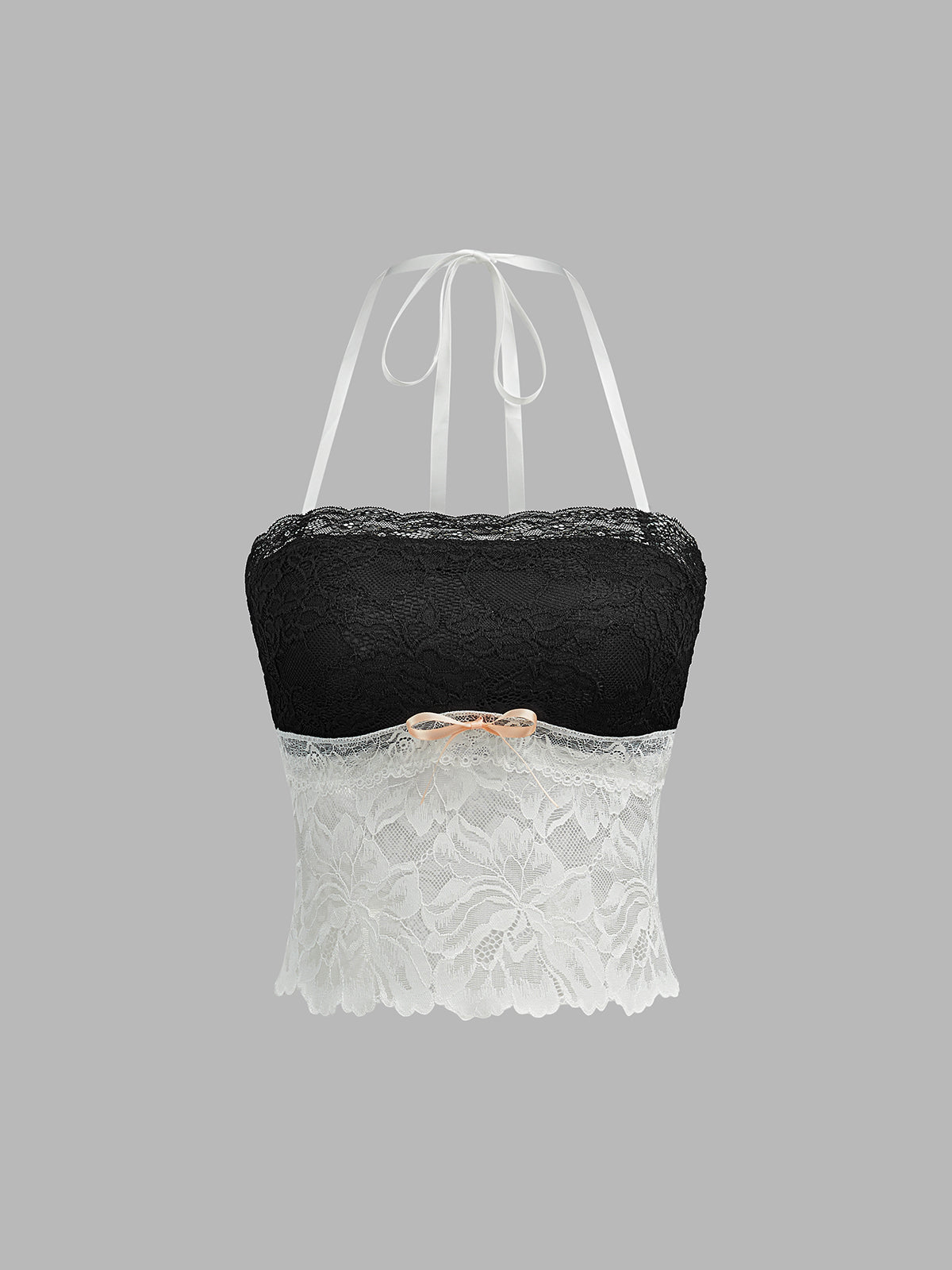 Colorblock Dantel Halter Atlet Shine Aura