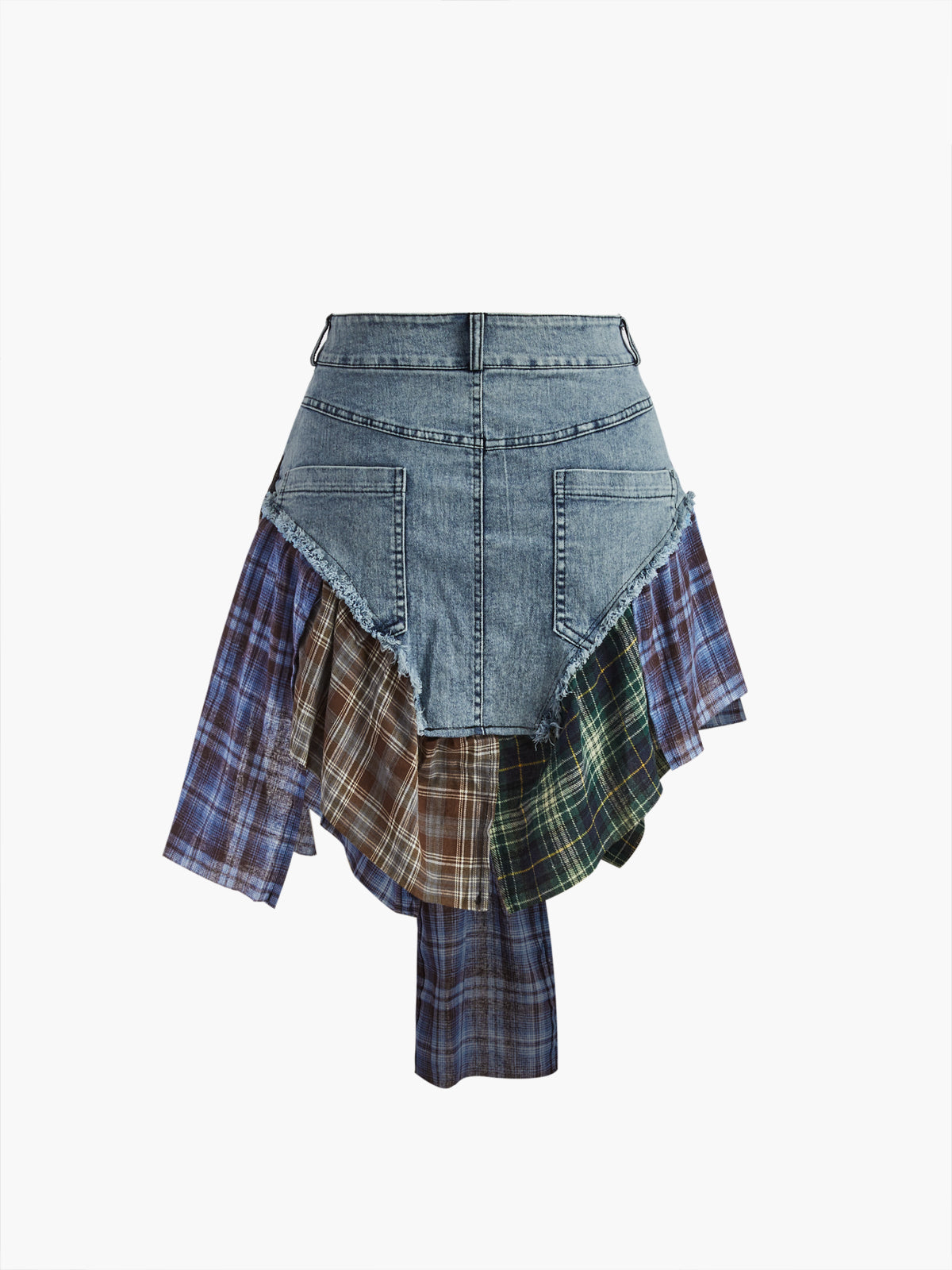 Panelli Asimetrik Etekli Denim Kısa Etek Shine Aura