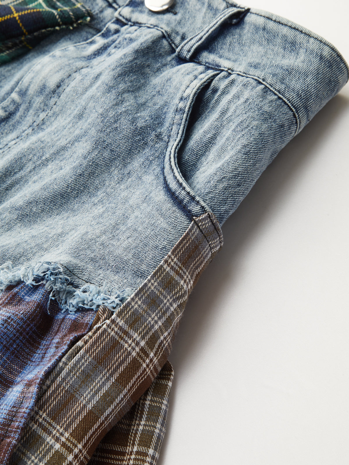 Panelli Asimetrik Etekli Denim Kısa Etek Shine Aura